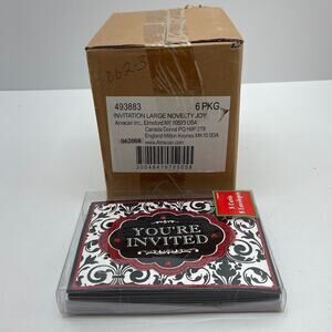 Joy Elegant Black White Holiday Cocktail Party Deluxe Invitations Card 6PKG